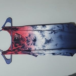 Red,white,blue tie dye tank top